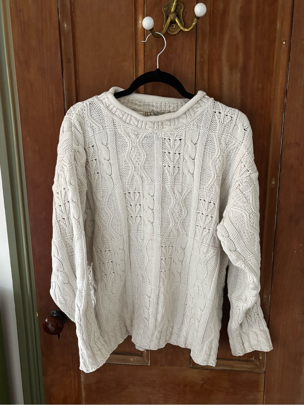 LL Bean Vintage White Cotton Sweater